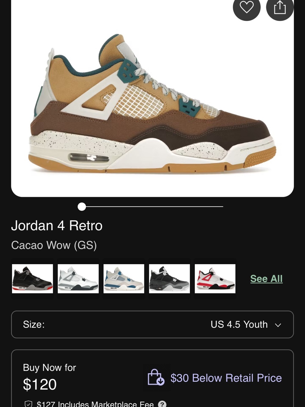 Jordan 4 Retro Cacao Wow in Brown Tan Teal